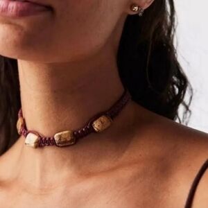 Free People Sweet Carolina Choker Maroon & Ocean Jasper New Without Tags